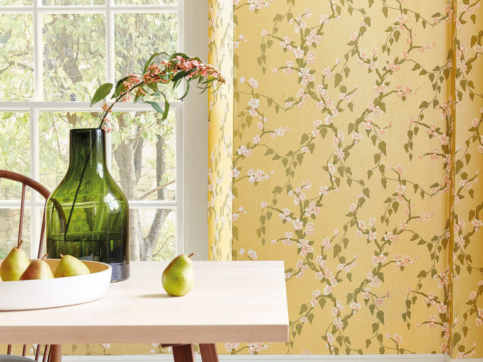 Little Greene Behang Archive Trails Sakura - Yellow Lustre