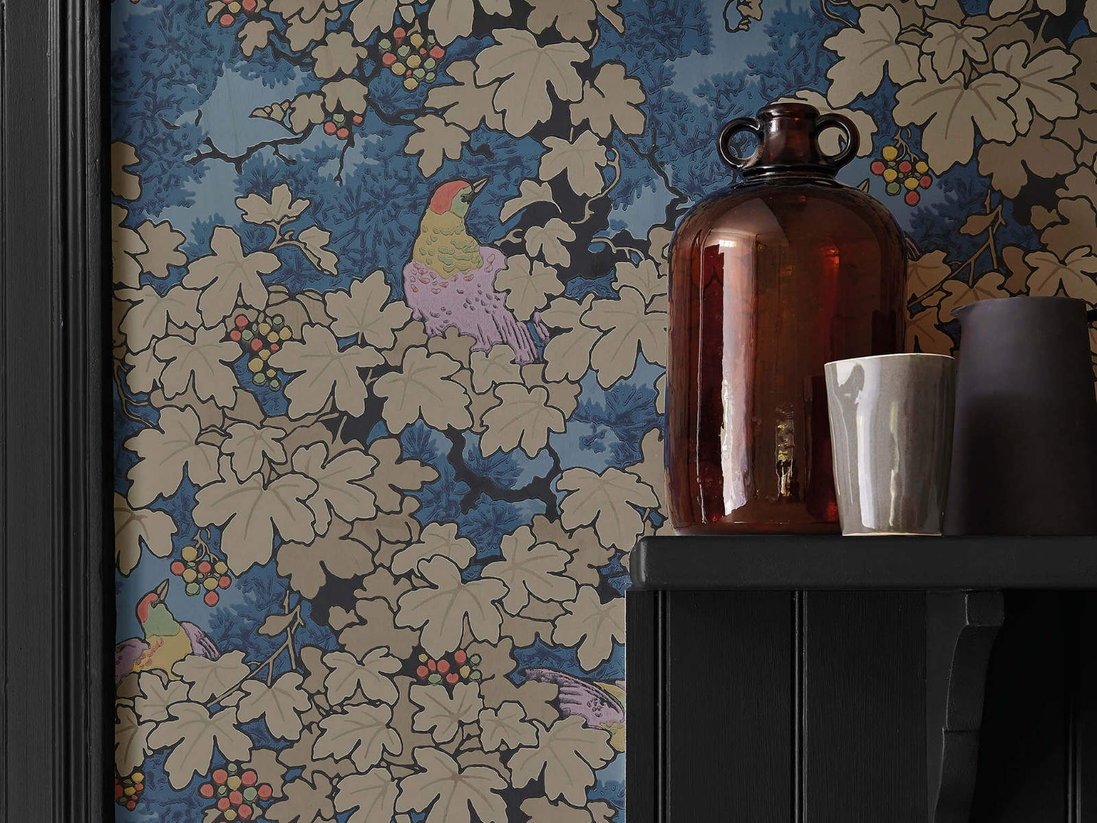 Little Greene Behang Archive Trails Vine - Bleu