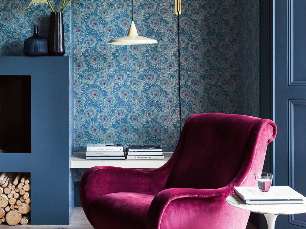 Little Greene Behang London Wallpapers V Carlton House Terrace - Blue Plume