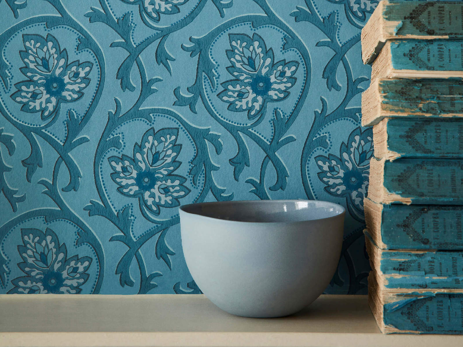 Little Greene Behang National Trust Papers III Hoja - Air Force Blue