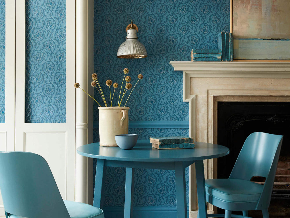 Little Greene Behang National Trust Papers III Hoja - Air Force Blue