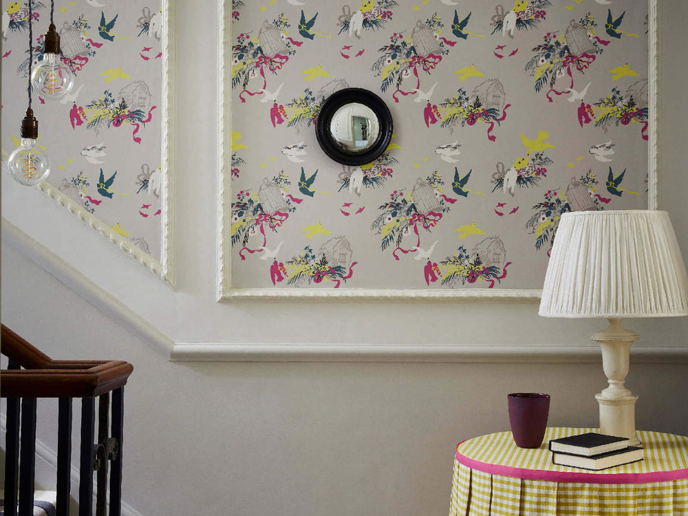 Little Greene Behang National Trust Papers III Volieres - French Grey