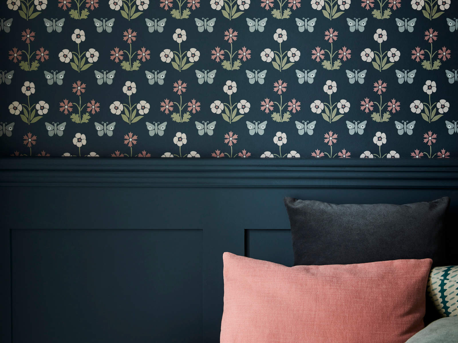 Little Greene National Trust Papers IV Burges Butterfly - Hicks' Blue