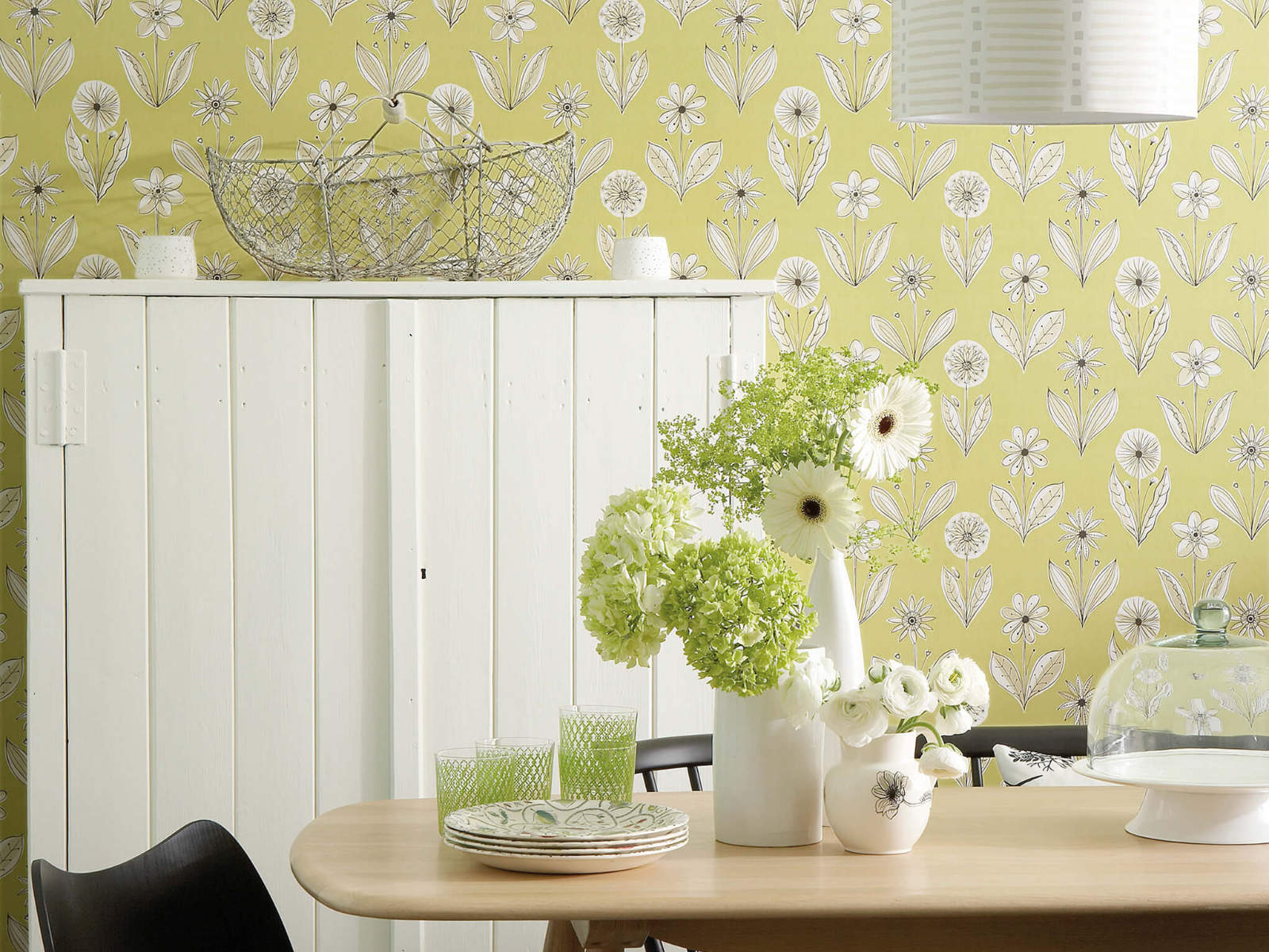 Little Greene Behang 20th Century Papers Florette - Acid drop