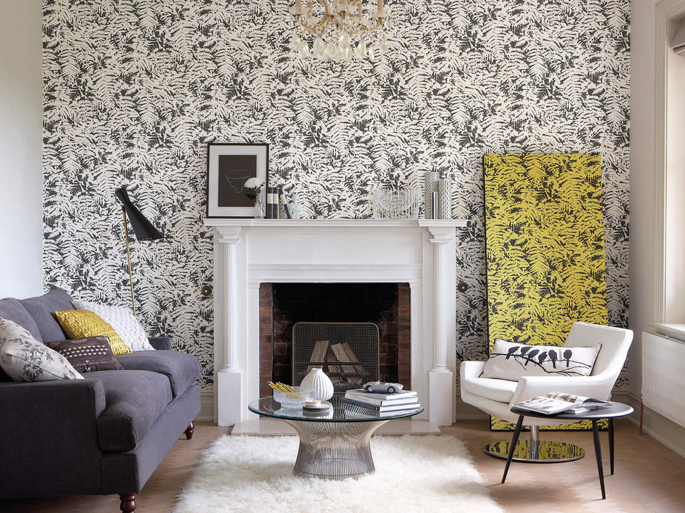 Little Greene Behang 20th Century Papers Fern - Off Black