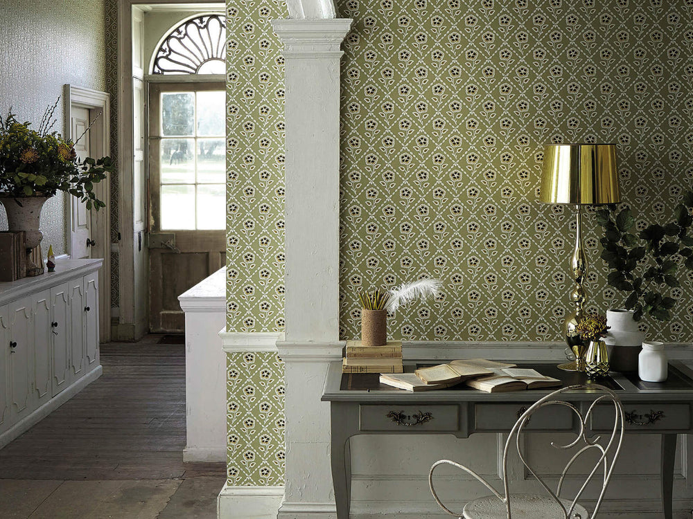 Little Greene Behang Revolution Papers Whitehall  - Moutarde