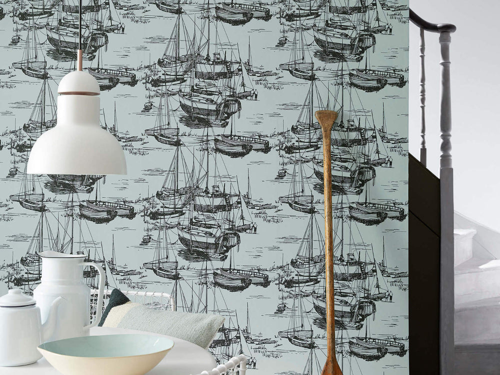 Little Greene Behang 20th Century Papers Zingara - Cerulean Sea