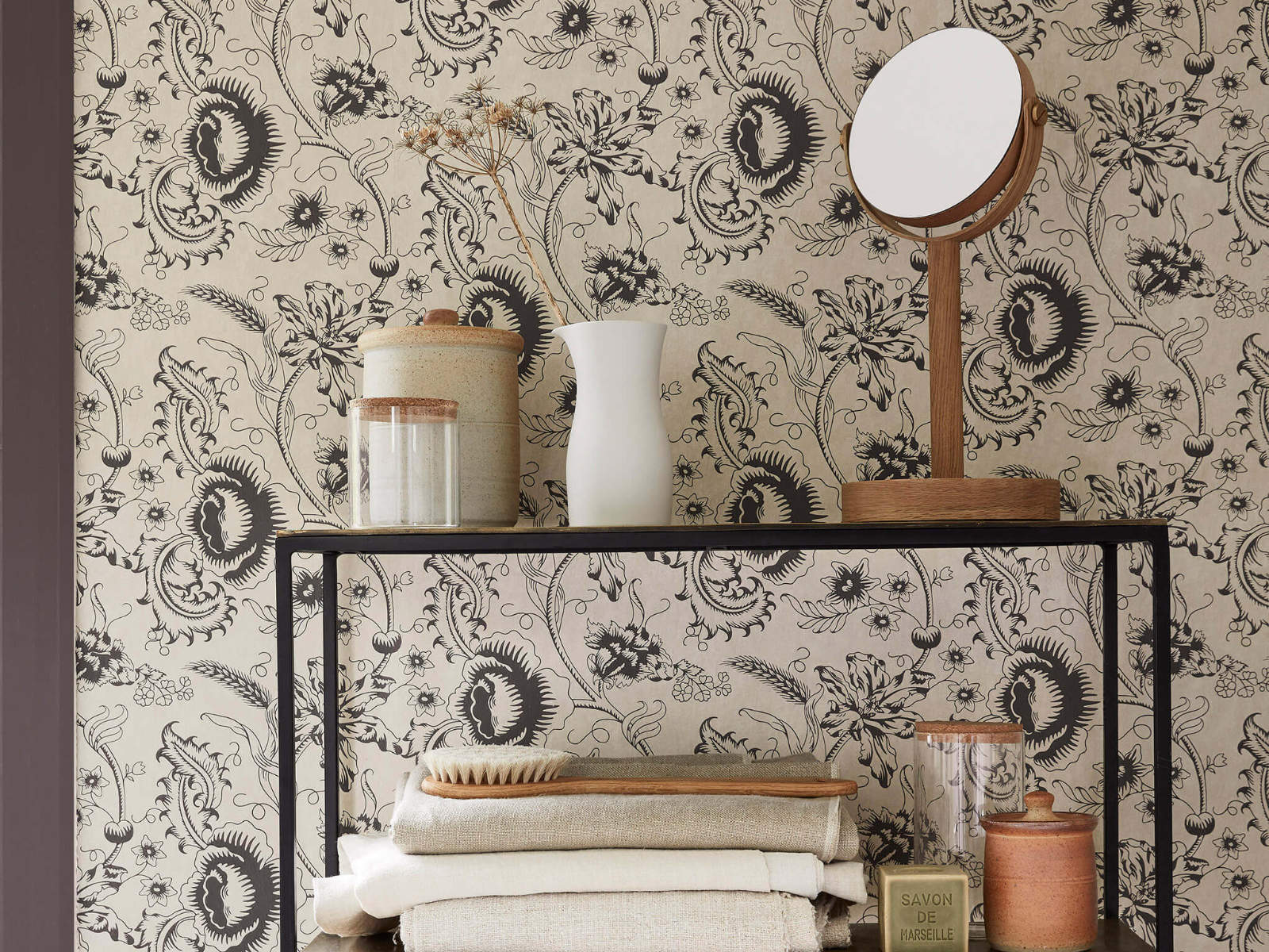 Little Greene Behang Archive Trails II Woodblock Mono - Knightsbridge
