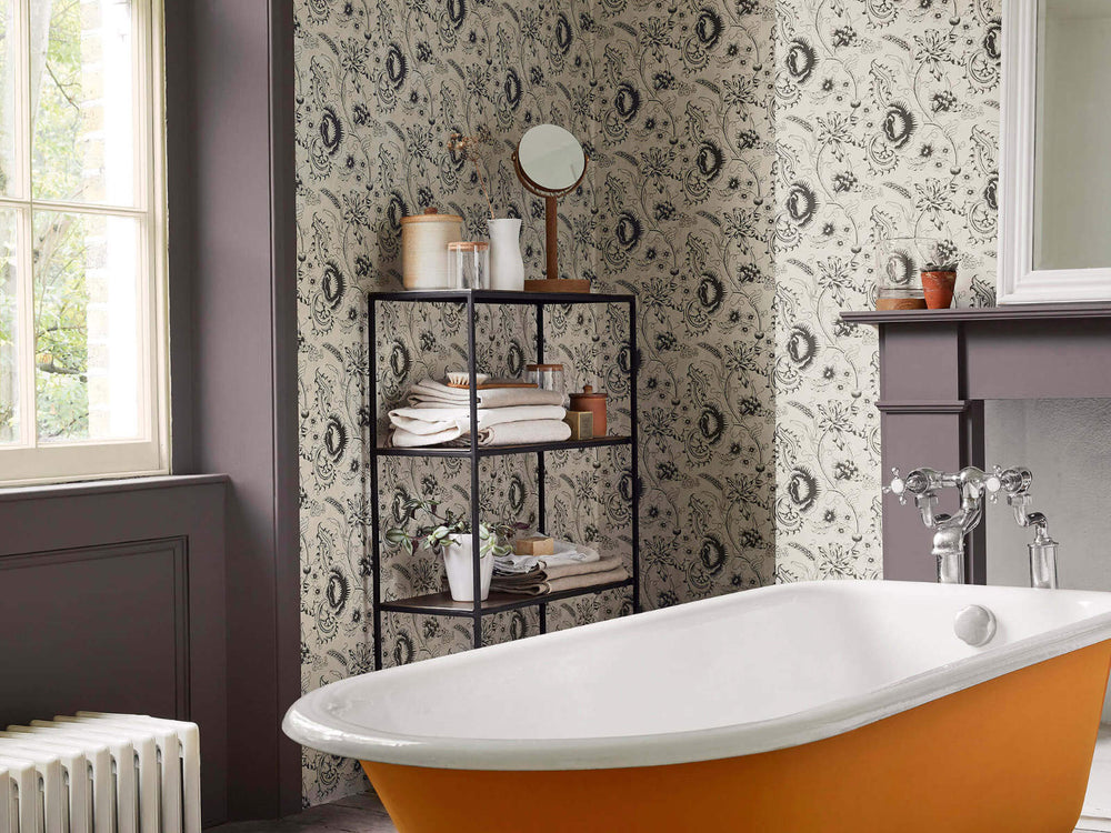 Little Greene Behang Archive Trails II Woodblock Mono - Knightsbridge