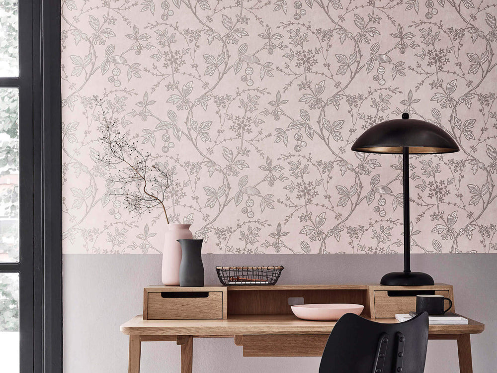 Little Greene Behang Archive Trails II Wrest Trail - Pink Plaster