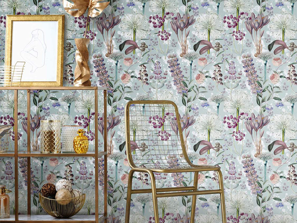 Mind The Gap Florilegium Garden Of Eden Aquamarine - WP20325