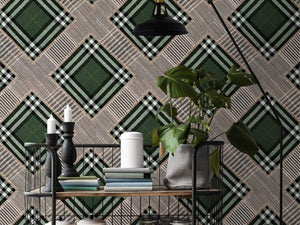 Mind The Gap World of Fabrics Checkered Patchwork British Green - WP20389