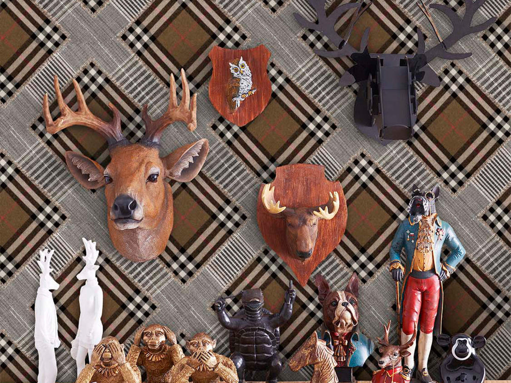 Mind The Gap World of Fabrics Checkered Patchwork Mid Brown - WP20390
