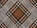 Mind The Gap World of Fabrics Checkered Patchwork Mid Brown - WP20390