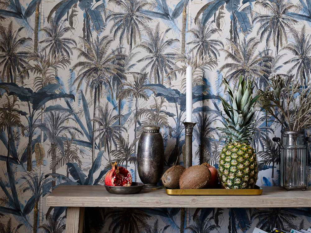 Mind The Gap Tropical Wanderlust The Jungle Smoke Blue - WP20524