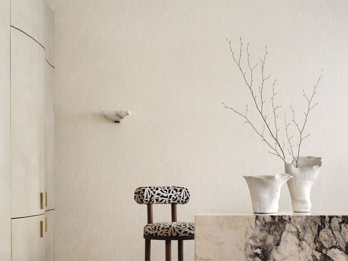 Casamance Midori Balearica 78050118 Blanc ivoire behang