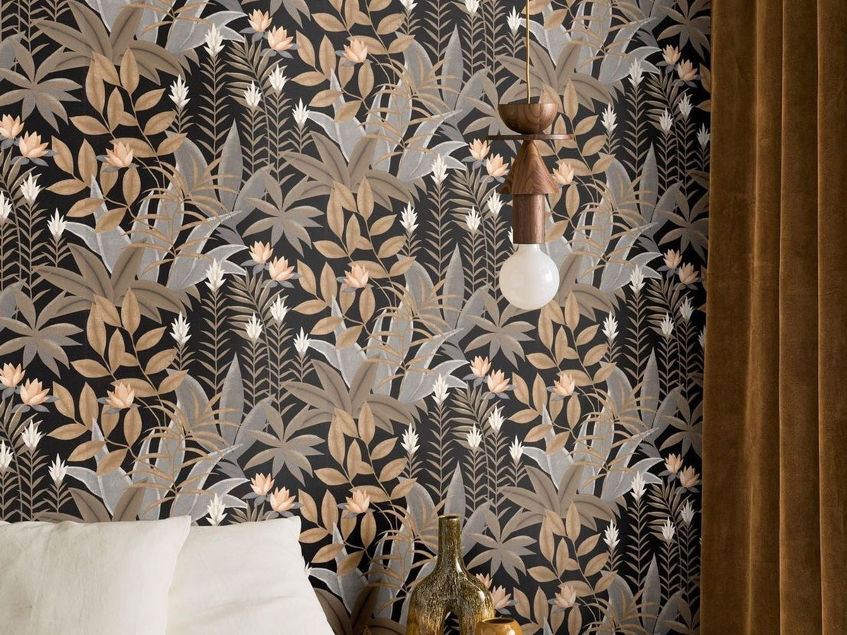 Casadeco Canopée Antipode CANP202639559 Noir fusain behang