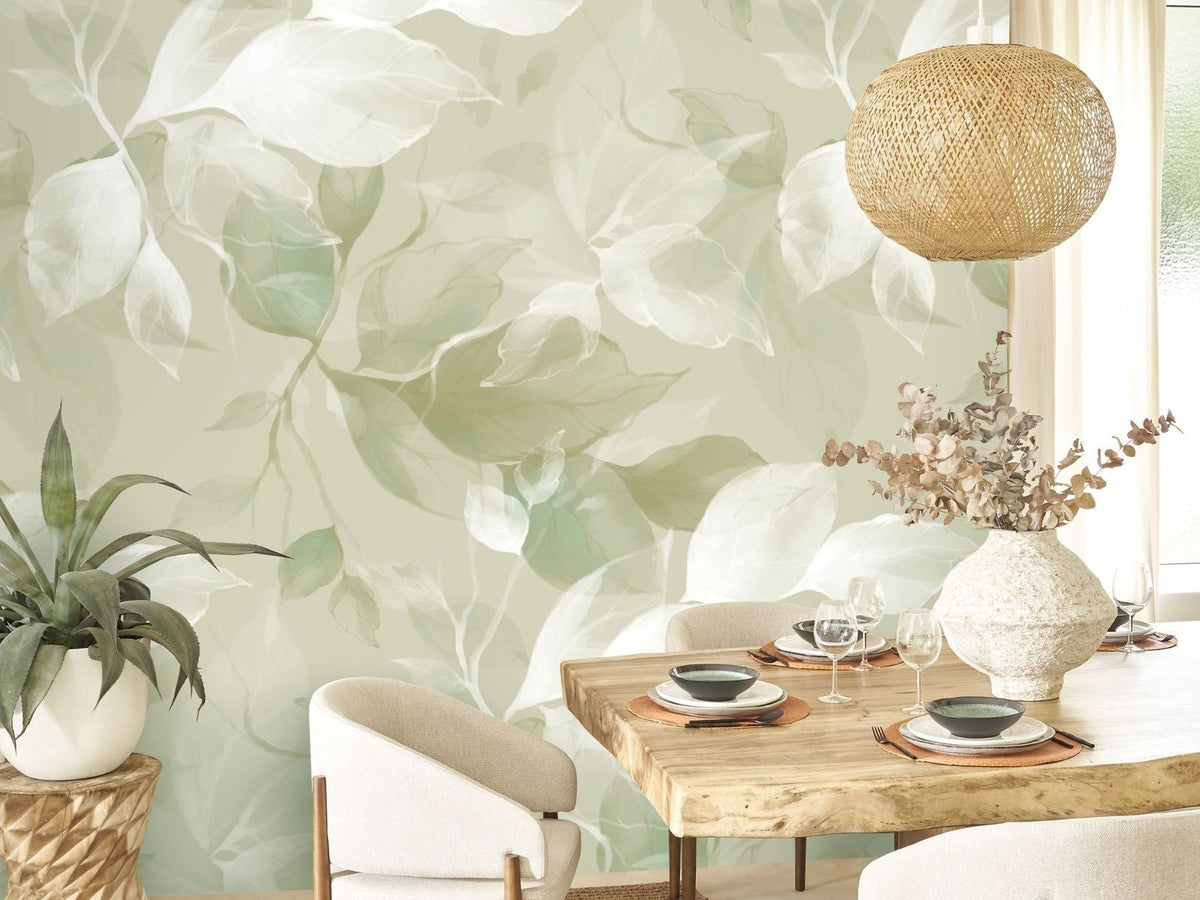 Casadeco Wonderwalls 3 Souffle Végétal Vert Amande WDWT202287605NW Vert Amande behang