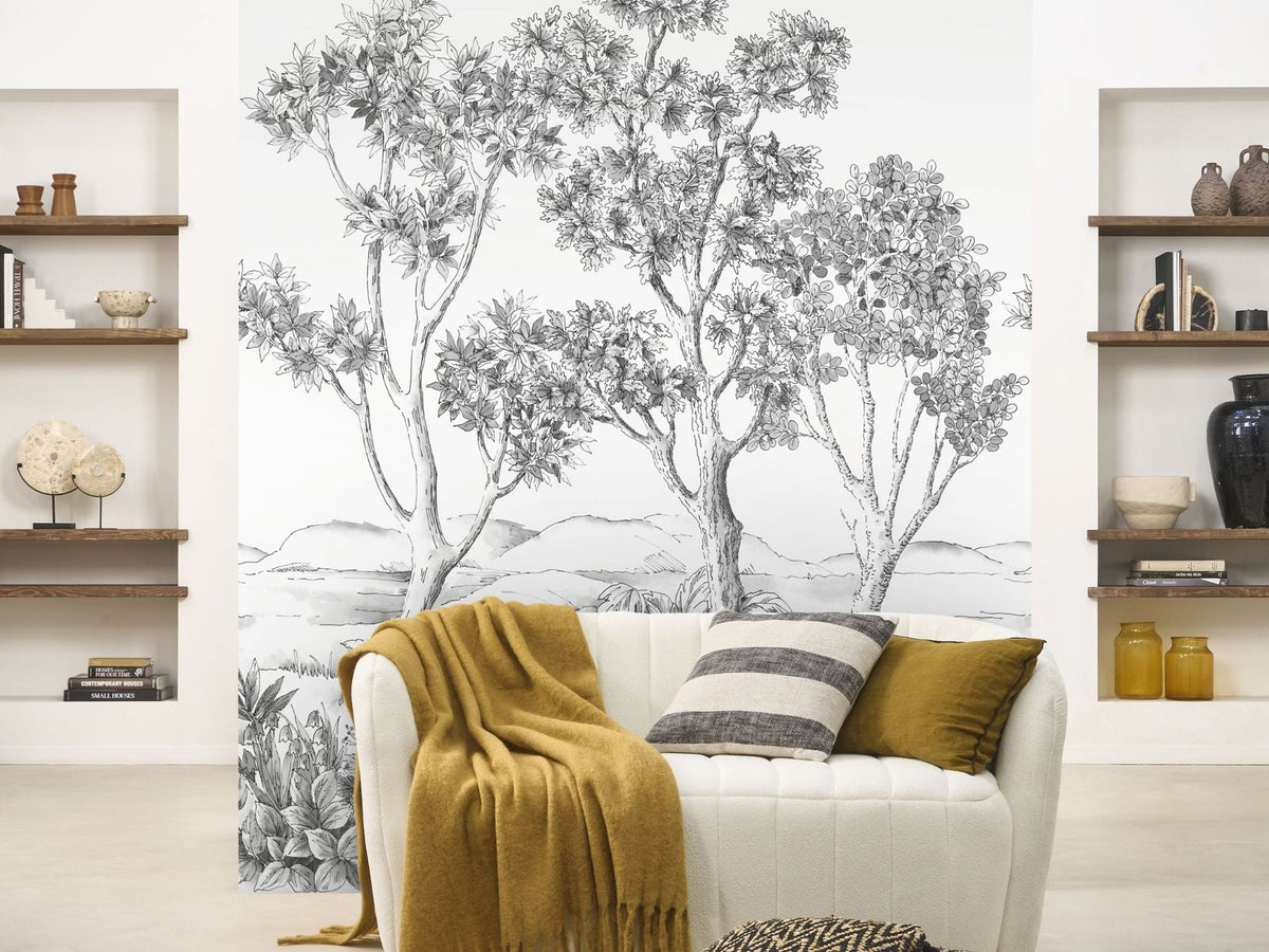 Casadeco Wonderwalls 3 Terre d'Acacias Noir Fusain WDWT202219005NW Noir Fusain behang