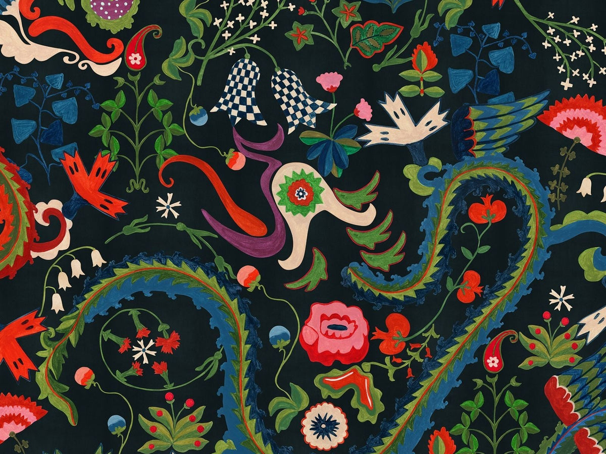 Mind The Gap Transylvanian Rhapsody Dragon Flower Black WP20941 Black behang