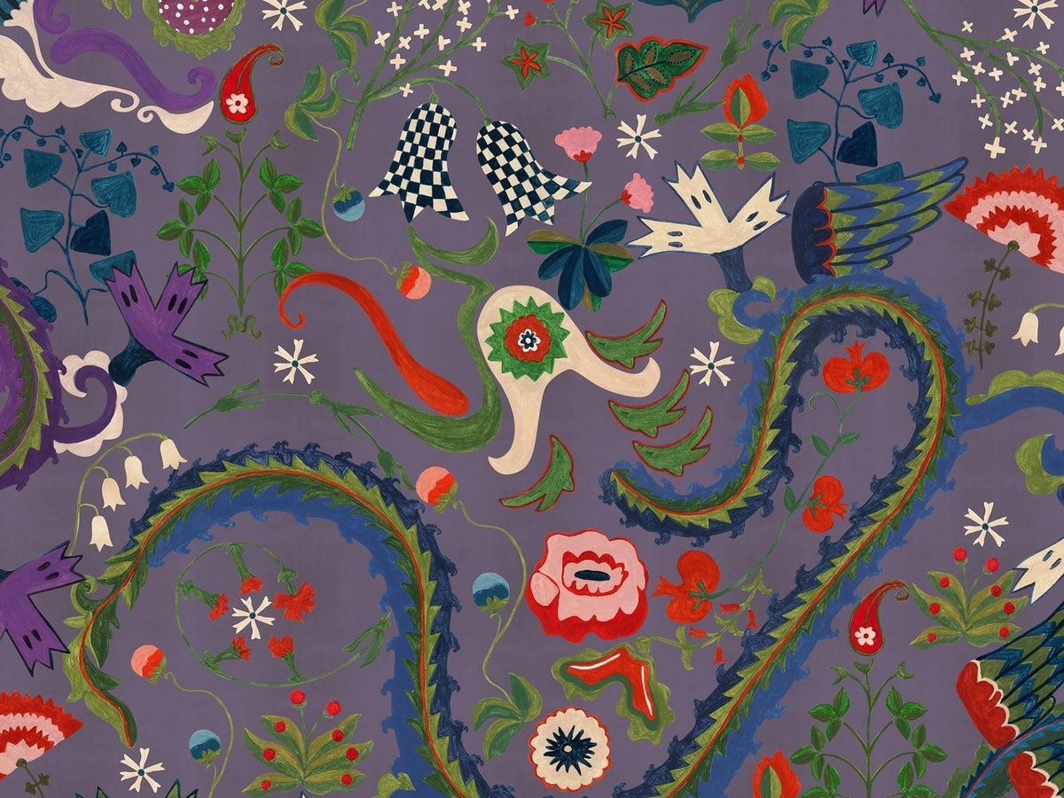 Mind The Gap Transylvanian Rhapsody Dragon Flower Purple WP20943 Purple behang