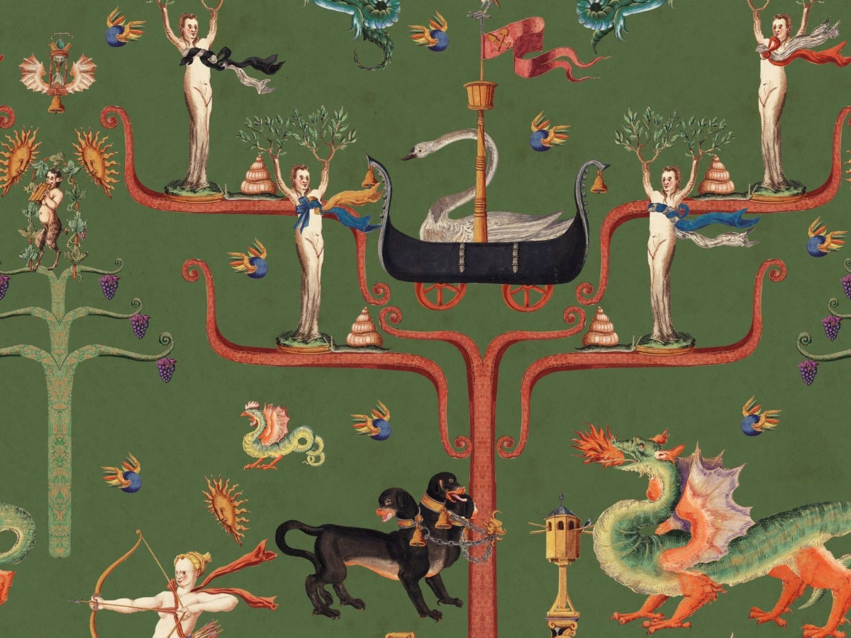 Mind The Gap Transylvanian Rhapsody Fairies and Dragons Fir WP20898 Fir behang