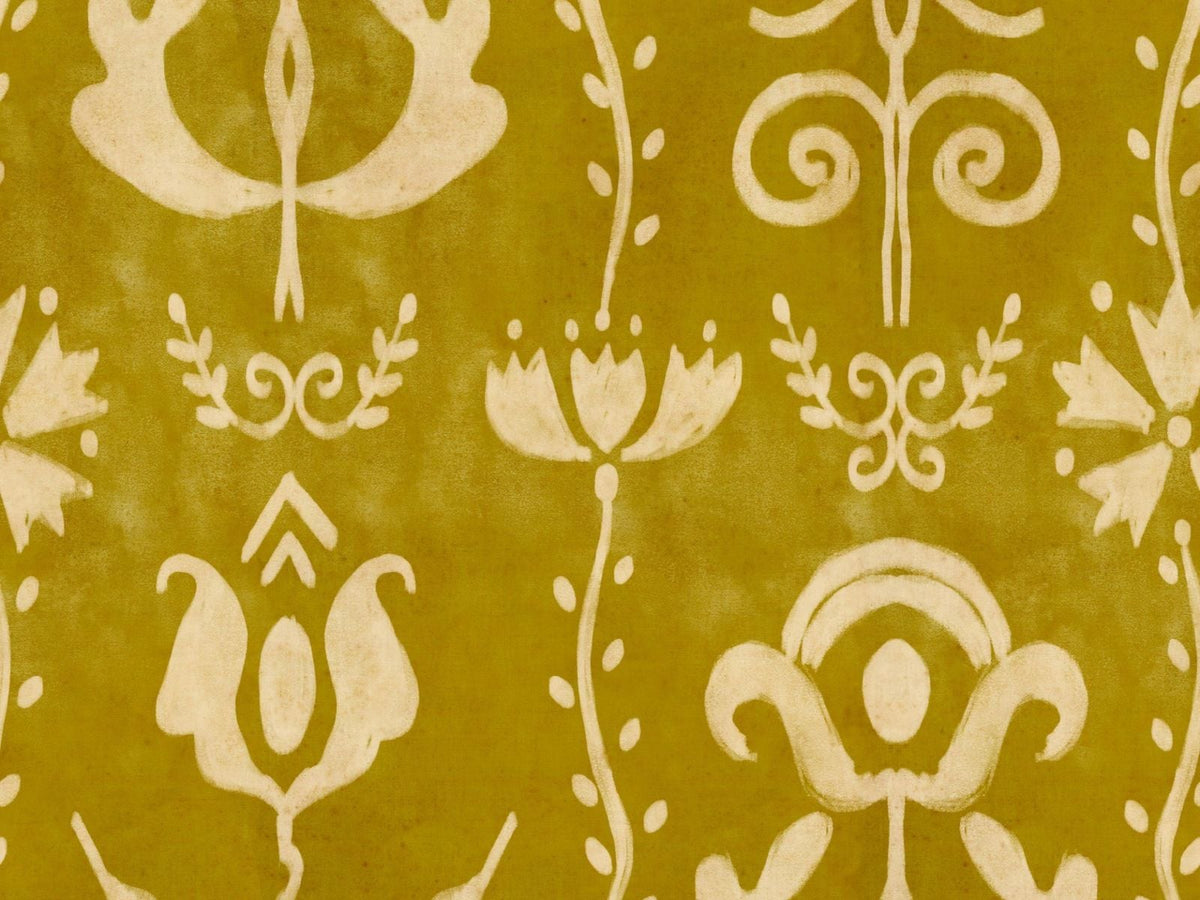 Mind The Gap Transylvanian Rhapsody Grandma's Stencil Mustard WP30277 Mustard behang