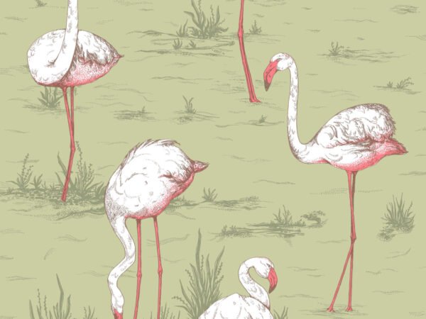 Behangstaal: Cole & Son Icons Flamingos - 112/11038