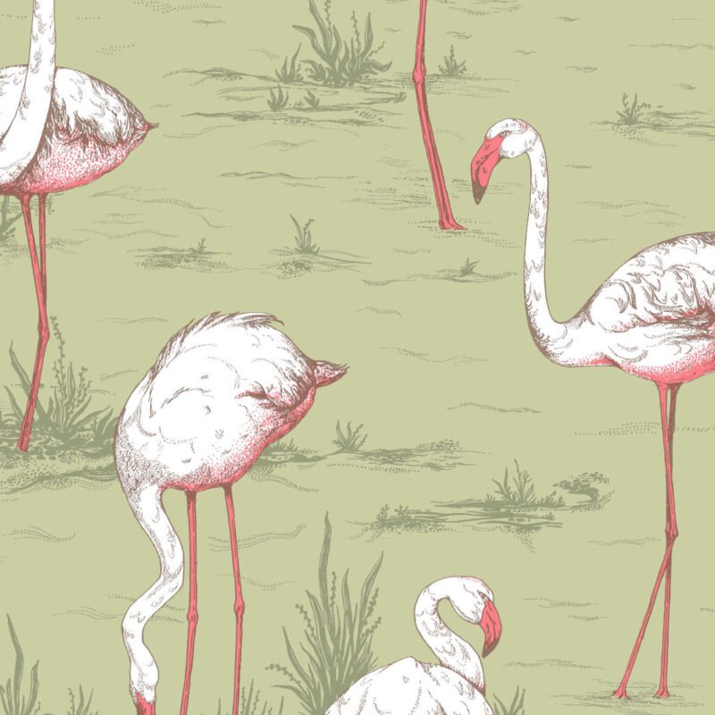 Behangstaal: Cole & Son Icons Flamingos - 112/11038